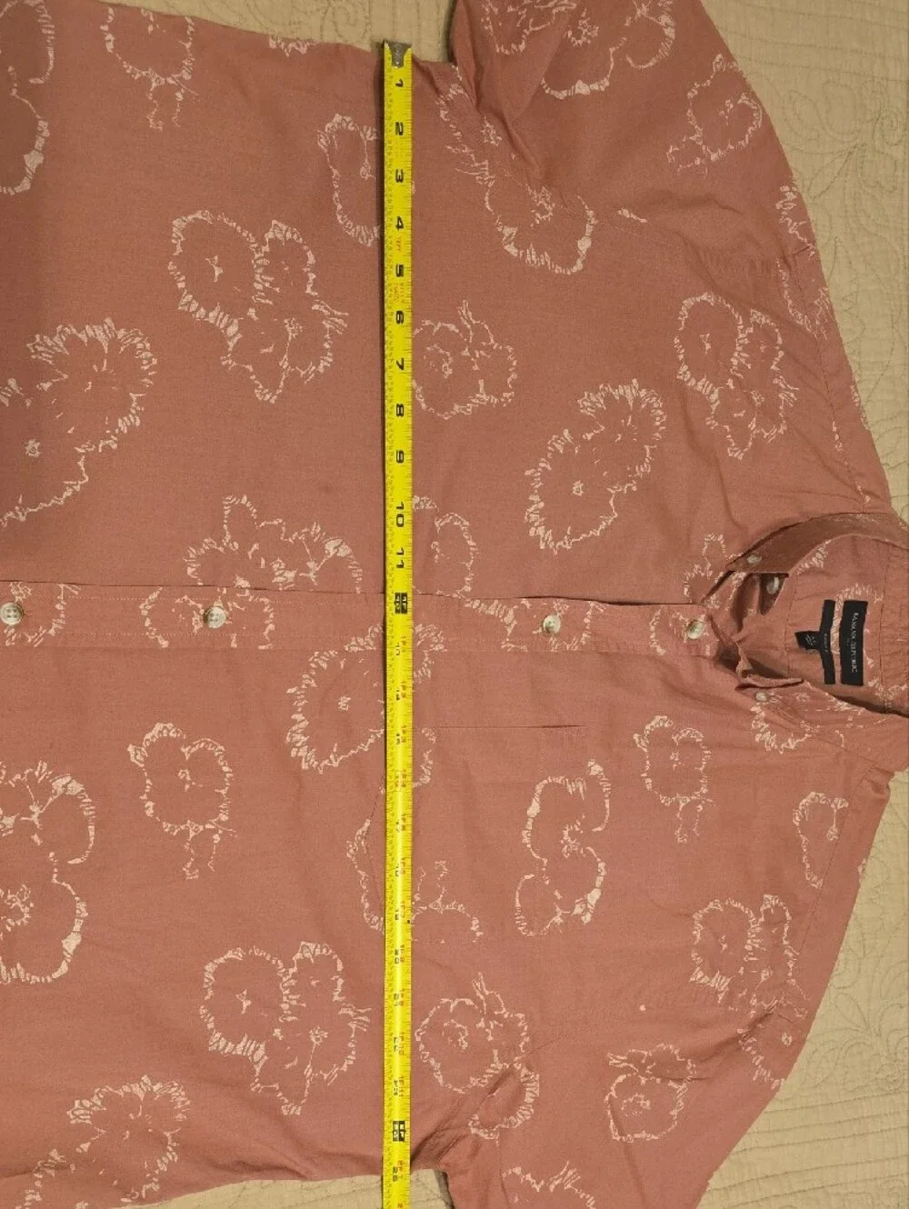 Banana Republic Men's Slim Fit Short Sleeve Shirt XL Pink Abstract Floral